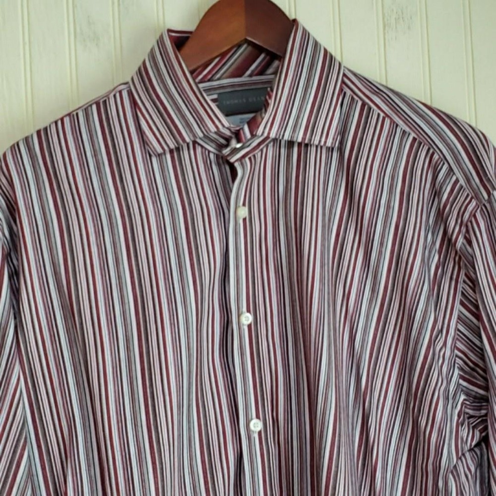 Thomas Dean Shirt Mens Large Multicolor Stripe Long Sleeve Button Up Casual